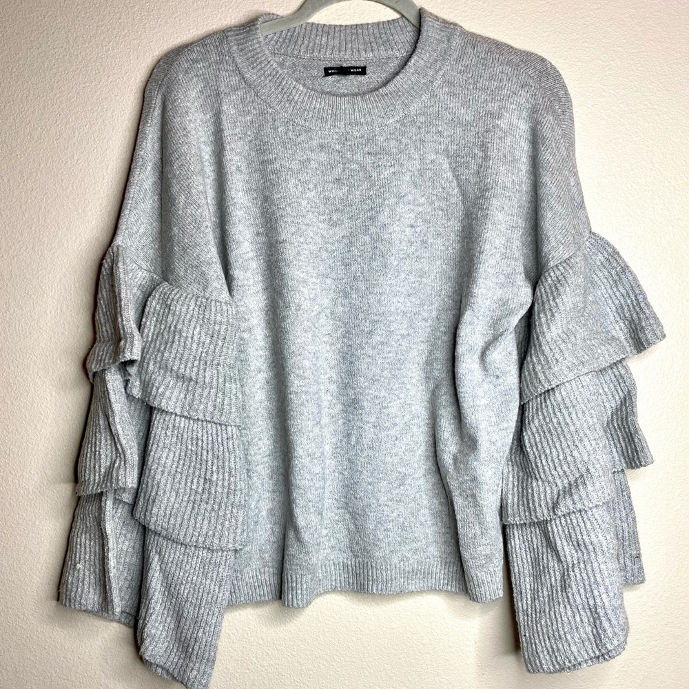 Gray Ruffle Sweater - Picture 3 of 5